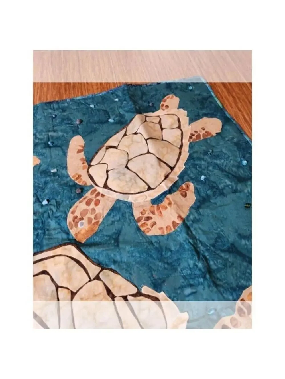 Coastal Turtle Mixed Textile Wall Hanging Handcrafted Ocean Decor